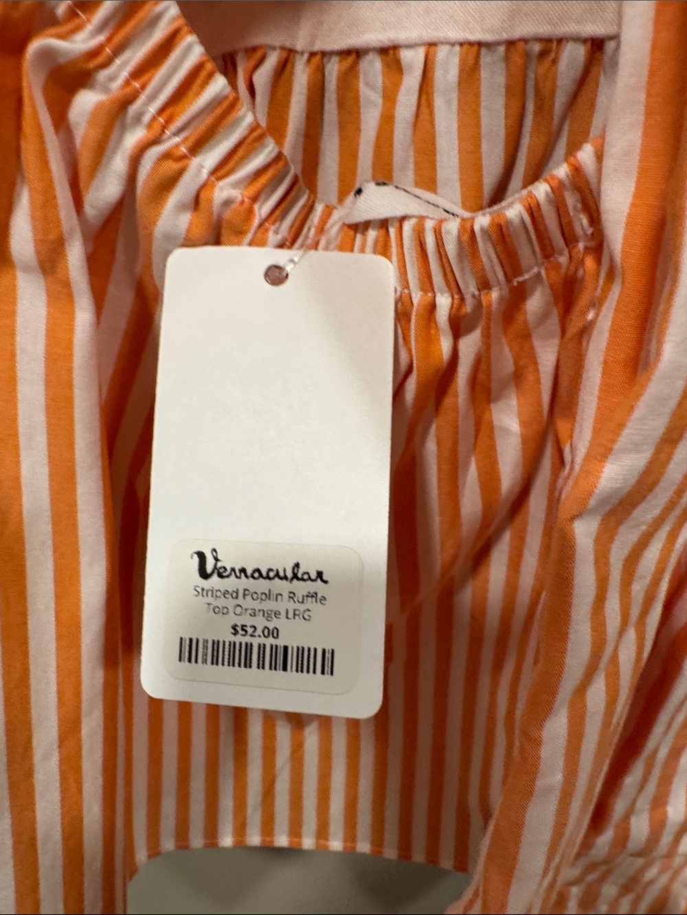 Striped Orange V-Neck Ruffle Peplum Camisole - Picture 3 of 3